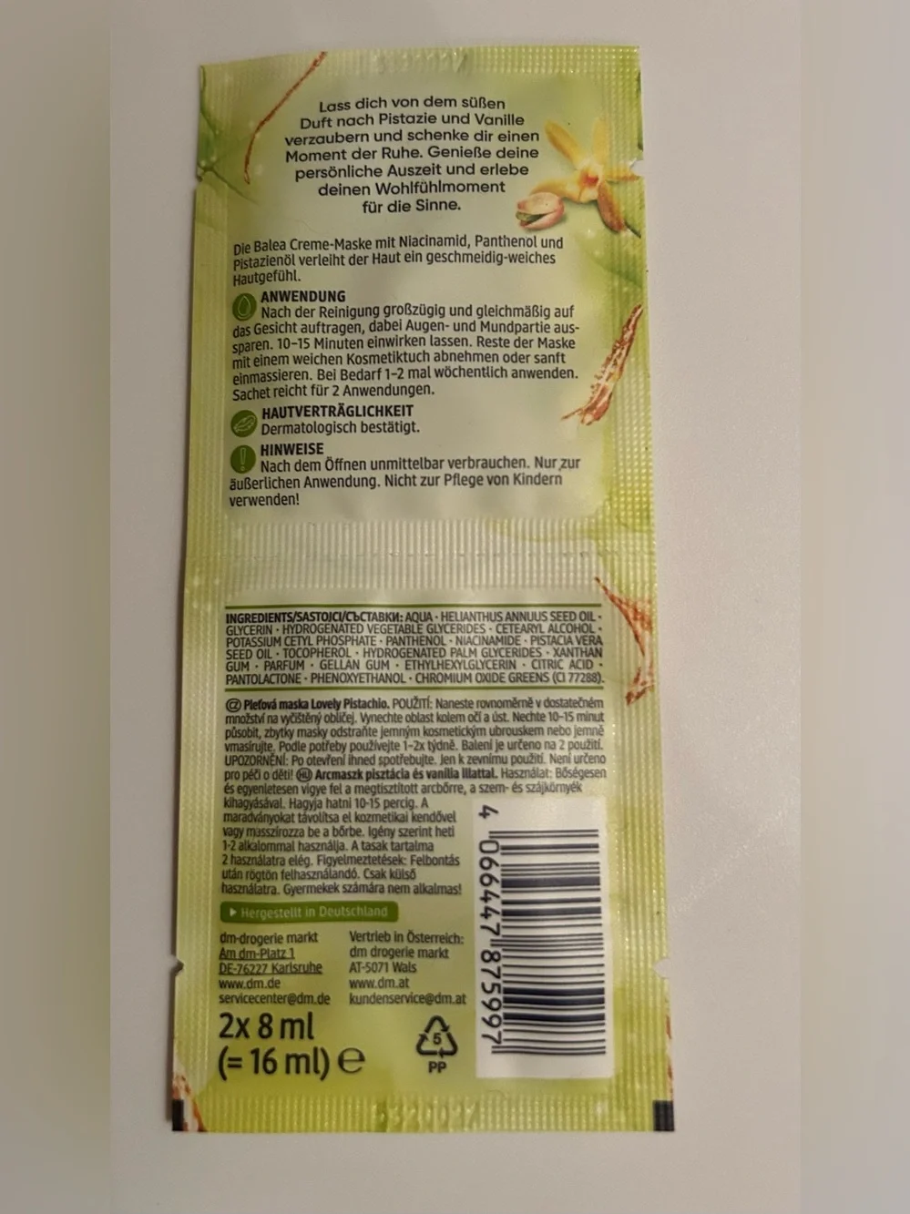 Balea Limited Edition Lip Balm & Face Mask Set Strawberry Matcha Pistachio
